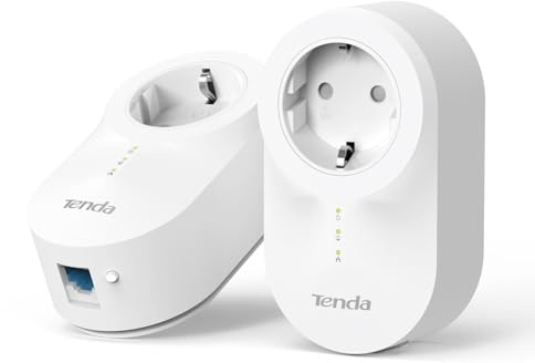 Tenda PH6 Powerline Adapter KIT, AV1000 Gigabit WLAN Steckdose Internet (2 Pack, 1000 MBit/s, Homeplug AV2, Energiesparmodus, Plug & Play, ideal für Kamera, IPTV, Xbox) weiß