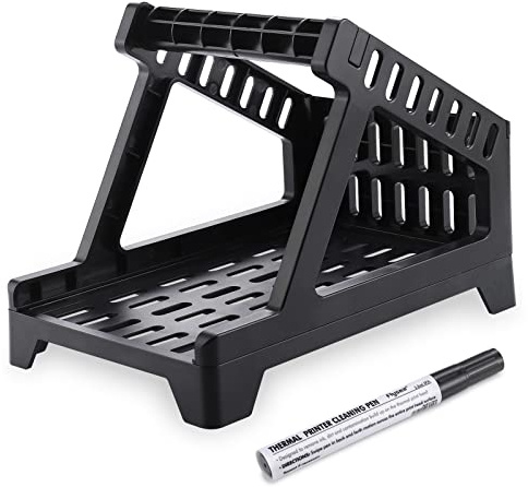 Fentar Thermo Etikettenhalter für Rollen und Endlosetiketten, Zubehör für Desktop-Etikettendrucker, Etikettenhalter mit Reinigungsstift (Schwarz)