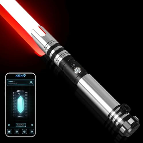 Lichtschwert RGB Licht Schwert mit App für Erwachsene, Smooth Swing Metallgriff Schwert, 16 Soundeffekte, Über USB-C aufladbar, Voller Größe, Bewegungssteuerung, Perfekt für Cosplay & Geschenk