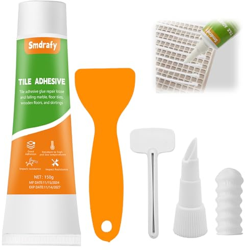 Smdrafy Fliesenkleber Bad, Fliesenkleber Außen Frostsicher, Fliesen Kraftkleber für innen & außen, Montagekleber Extra Stark, für Fliesen, Zement, Stein, Boden, Wand, 150g