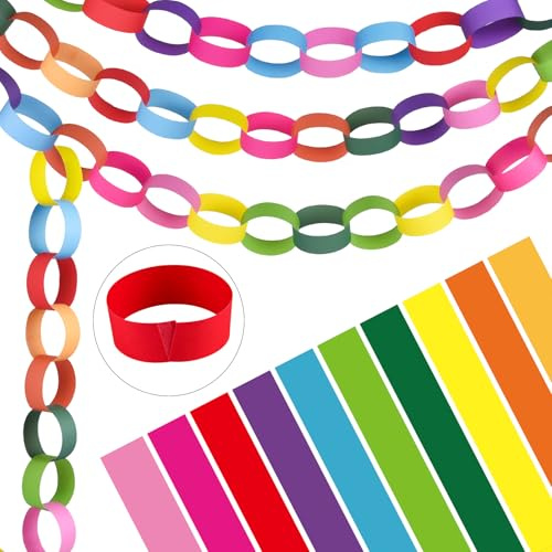 Morcheiong 300 Papierketten Bunte Papierstreifen zum Basteln, DIY und Partydekorationen