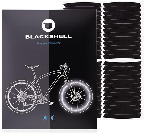Blackshell® Reflektoren Aufkleber - passgenaues Fahrrad Aufkleber Set für 26 bis 29 Zoll Felgen - Fahrrad Felgen Aufkleber, Reflektoren Fahrrad in schwarz
