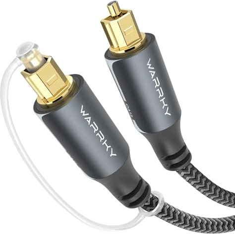 WARRKY 1M Optisches Kabel, Toslink kabel, [Nylon geflochten, Vergoldeter Stecker, Aluminiumhülse] Digital Optisch Audiokabel, Kompatibel mit LG/Samsung Soundbar, Stereoanlage, Heimkino, PS4, Xbox