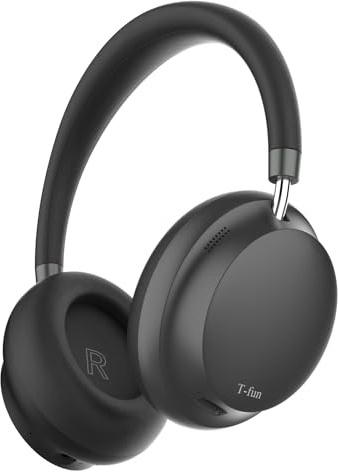 T-fun NC45 Kopfhörer mit Aktiver Geräuschunterdrückung,kabellose Over-Ear-Bluetooth-Kopfhörer mit Mikrofon,55 Stunden Spielzeit,Hi-Res-Audio,Geringe Latenz,Bluetooth 5.3 ANC-Kopfhörer für unterwegs