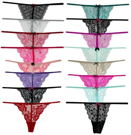COLOROSES 6er-Pack Spitzen-Tangas für Damen mit G-String, Keine sichtbaren-Höschen, sexy Unterwäsche, Verschiedene Spitzenmuster und Farben