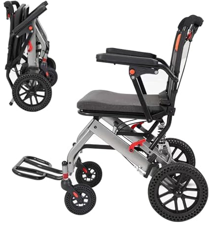 UYSELA Ultraleichter Rollstuhl Faltbar, Mehrzweck Transportrollstühle für Erwachsene, Tragbarer Reiserollstuhl für Senioren, Wiegt 9.5KG