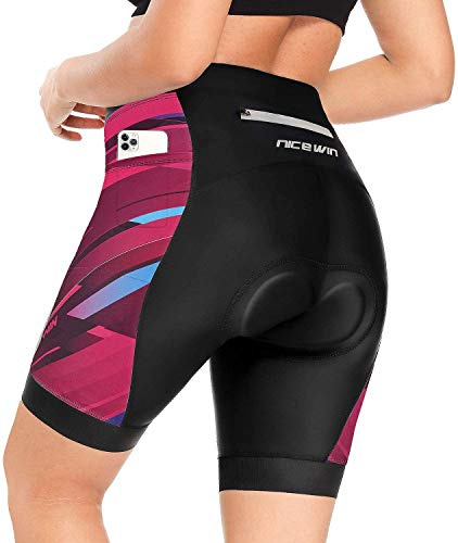 NICEWIN Radlerhose Damen mit Sitzpolster 4D Gepolstert Fahrradhose kurz Sporthose Atmungsaktive Schnell Trocknende Stoßfeste Radlershorts Damen
