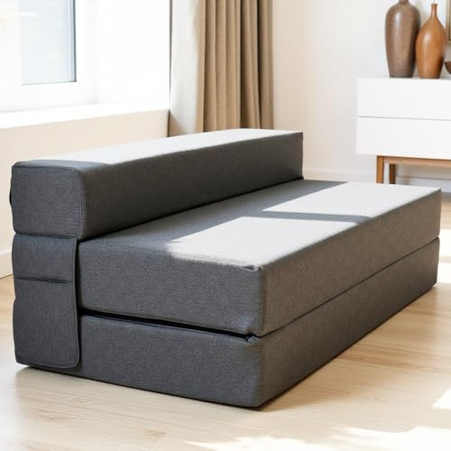 Schlafsofa 140 cm breit – 2-in-1 Bettfunktion & Gästebett, robuster Stoff | 2-in-1 Schlafsofa & Gästebett · tagsüber Sofa, nachts Bett · bequem · robuster Stoffbezug abnehmbar & waschbar · OEKO-TEX