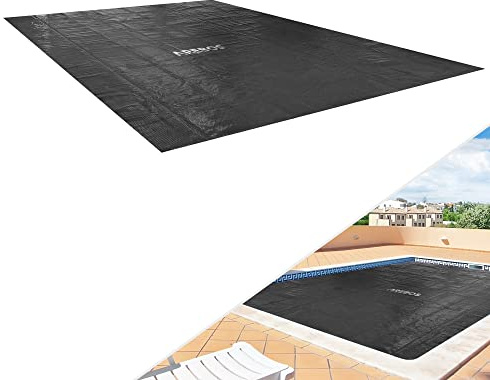 Arebos Pool Solarabdeckplane eckig 3 x 2 m Schwarz | Solarplane Stärke 120 µm | Solarfolie zuschneidbar | Poolheizung Wassererwärmung Wärmeplane