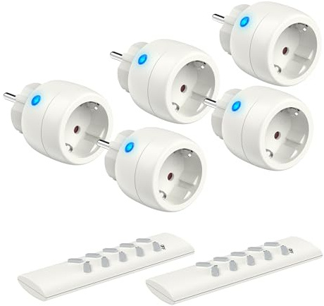 Funksteckdosen mit Fernbedienung,TÜV-zertifiziert, 10A,2300W, Reichweite 30m, Funkschalter Set Selbstlern-Funktion für Lampen, Ventilatoren, 5er Steckdosen