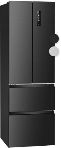 Bomann® French Door Kühlschrank No Frost | Kühl-Gefrier-Kombinationen mit Total No Frost | Kühlschrank mit Gefrierfach 400L | Side by Side Kühlschrank mit MultiAirflow-System | KG 7354 schwarz-inox