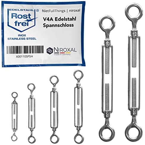 Edelstahl Spannschloss Öse-Öse – 4 mm – 2 Stück – V4A (A4) – Seilspanner/Drahtspanner rostfrei
