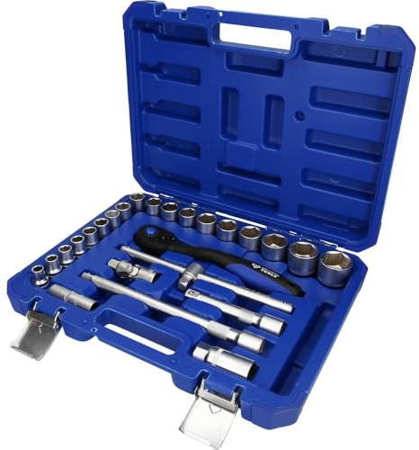 BRILLIANT TOOLS BT022025 1/2 Steckschlüssel-Satz, 25-tlg [Powered by KS TOOLS], Blauer Transport-koffer, 25-tlg.