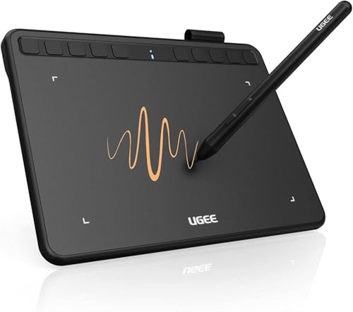 UGEE S640 Grafiktablett für PC, Dital Zeichentablett mit Stift 8192 Druckempfindlichkeit 10 Express-Tasten Stifttablett kompatibel mit Windows Mac Linux Android