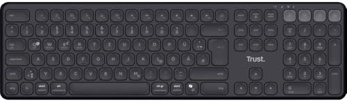 Trust Vaiya Tastatur Kabellos Bluetooth + 2.4 GHz Deutsches Layout QWERTZ | Standardgröße Funktastatur mit Nummernblock, Integrierter Akku, 55% Recyclingkunststoff, Windows iOS iPadOS macOS Android