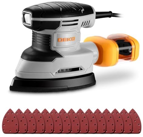 Schleifmaschine mit Absaugung für Holz Deltaschleifer: DEKOPRO Dreieckschleifer 13000 RPM 180W mit 15 Schleifpapier – Ideal für Schleifen,Polieren,Entfernen,Holzwerkstatt DIY