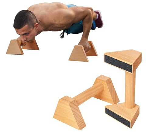 Liegestützgriffe aus Holz, 2 Stück 25cm Gelenksschonende Parallettes Ergonomische, Rutschfeste Handstand Griffe Nachhaltige, Calisthenics Equipment für Indoor, Outdoor, Ideal für Handstand Liegestütze