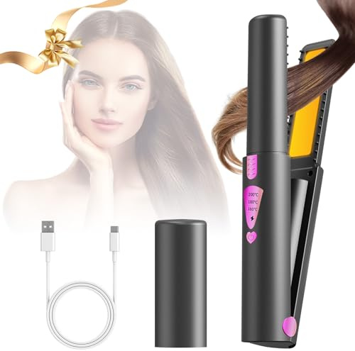 Bwaliffury Glätteisen Kabellos,Haarglätter Ceramic 4500mAh,Haarglätter und Lockenstab 2 in 1, 3 Einstellbare Temperaturen, Schnellheizung,Professionelles Glätteisen für Alle Haartypen mit Handschuh