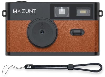 MAZUNT Retro Digitalkamera, 12 MP, bildschirmfreie Vintage-Kamera mit 4 Filtern, Einwegkamera-Ersatz, inkl. 8 GB SD-Karte für tausende Fotos, braun
