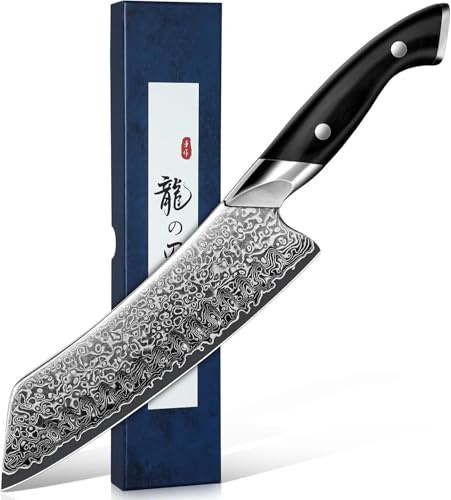 DRAGON RIOT Damastmesser, Japanisches Fleischmesser extrem scharf, Handgeschmiedete Kochmesser profi Messer, Damast Küchenmesser mit Geschenkbox