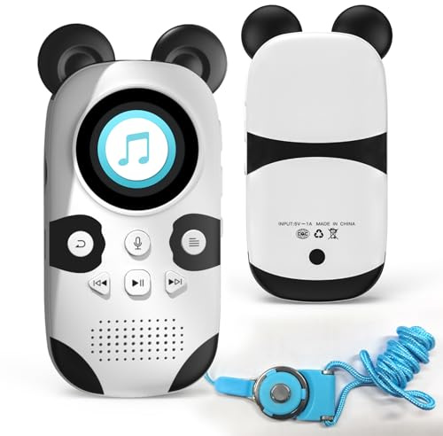 64GB MP3 Player Kinder Bluetooth 5.3, integrierte 18-Schlafmusik, Lautsprecher, One-Touch-Aufnahme, tragbarer süßer Panda für verlustfreien HiFi-Sound, UKW-Radio, Sprachaufzeichnung, Wecker