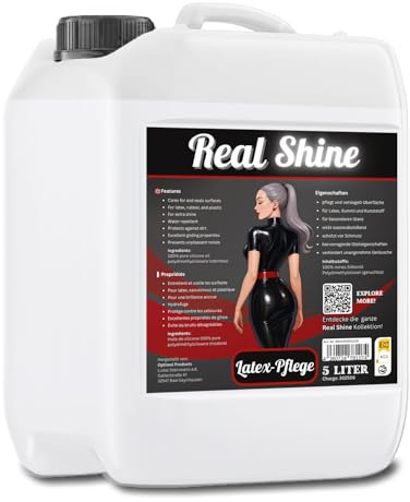 Optimal Products Latexpflege REALSHINE Silikonöl 5l Kanister I dermatologisch getestetes Öl für Latex I professionelle Gummipflege & ergiebige Anziehhilfe I geruchslose Latexpflege für Hochglanz-Optik