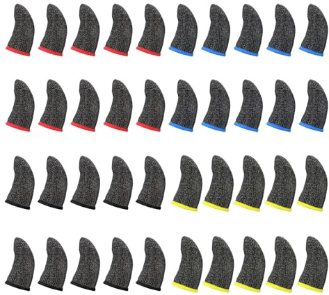 KALIONE 40 StüCk Gaming Finger Sleeve, Gaming-FingerhüLle FüR Gaming-DaumenhüLlen Gaming-Fingerschutz DaumenhüLle SchweißHemmend Atmungsaktiv Touchscreen-Fingerabdeckung FüR Handyspiele (4 Farben)