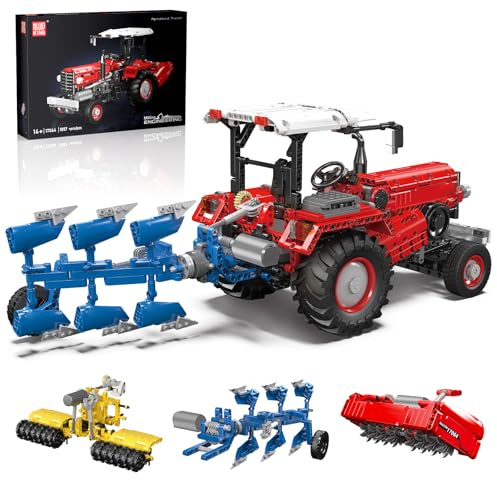 Mould King 17064 Technik 3 in 1 Ferngesteuerter Traktor Harvester Klemmbausteine Mähdrescher Trecker Bausteine Spielzeug mit Motor Für Jungen und Erwachsene(1857 Teile)