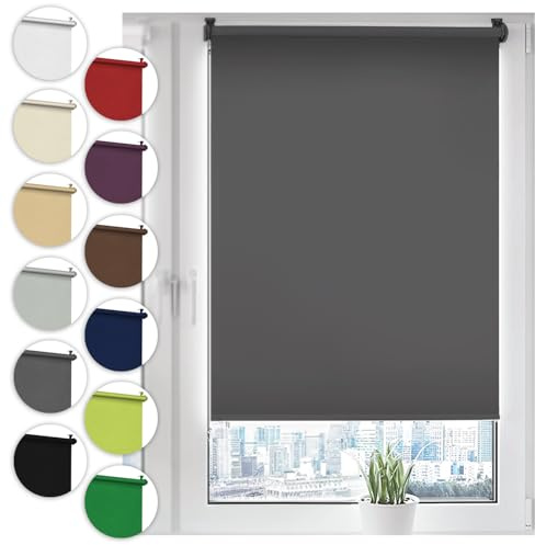 Verdunkelungsrollo Klemmfix ohne Bohren 80cm x 130cm Grau Verdunklungsrollo Fensterrollo Rollo Seitenzugrollo Klemmrollo für Fenster & Tür