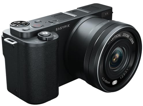 Easypix PowerPro VX6430, Kompakte Systemkamera mit WiFi, 10x Optischer Zoom, Auflösung bis 64 MP, 2.8 Display, Mikrofon-Anschluss