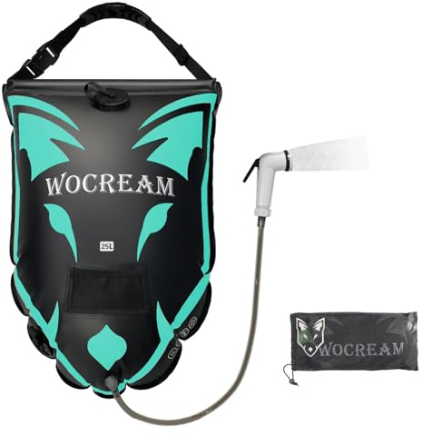 CyConncet Camping Dusch Outdoor, 6,6 Gallonen/25L Camping Duschtasche, TPU-Duschtasche, großer Wasserdurchfluss, Handbrause, Solardusche, tragbare Dusche für Camping Stranden Rucksackreisen Blau