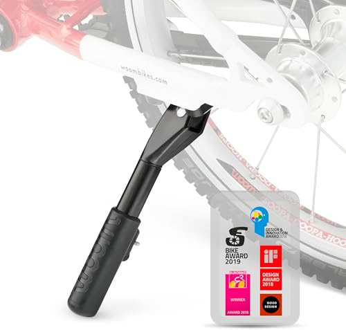 woom LEGGIE Seitenständer Kinderfahrrad, Zubehör ORIGINAL 4 & 5 OFF/OFF AIR 4, Aluminium, Schwarz, Größe M