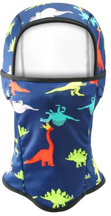SEYUFN Winter Sturmhaube Kinder Balaclava Kinder Skimaske Warme Sturmmaske für Jungen Sturmhaube Fahrrad Mädchen Skimütze (DE/NL/SE/PL, Alter, 2 Jahre, 8 Jahre, B-Marineblau Dinosaurier)