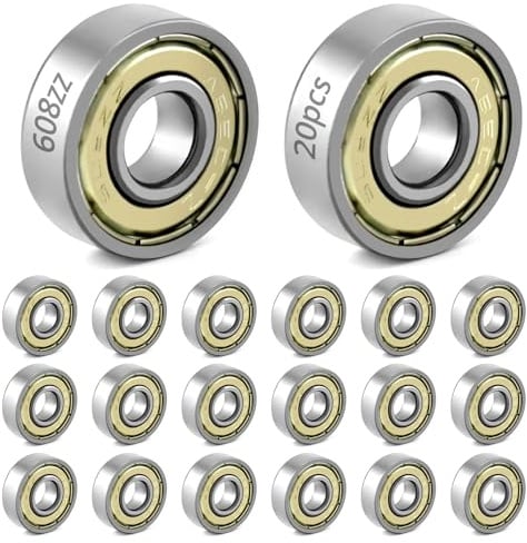 QWORK® 20 Stück 608zz Kugellager, Metall Double Shielded Miniatur Rillenkugellager, für Skateboards, Roller, Inline Skates, 8mm x 22mm x 7mm