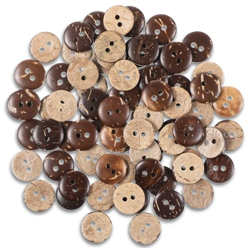 Holzknöpfe Natur 100 Stück Knöpfe Holz Kokosnussknöpfe zum Annähen Natürliche Kokosnuss Knöpfe 12.5mm Runde Knopf zum Basteln für DIY Nähen Bastel Geschenk Dekoration Kleidung