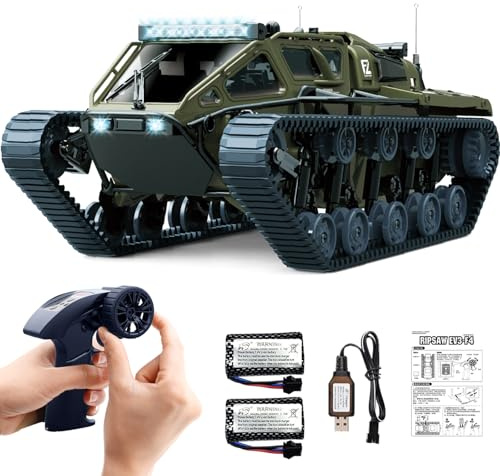 Mostop Remote Control Tank 1/16 Scale High Speed RC Tank Offroad Crawler für Kinder, 2.4Ghz Remote Control Crawler Drift Army Truck mit 2 Batterien, 360°Rotating Drifting Truck Toy Gifts