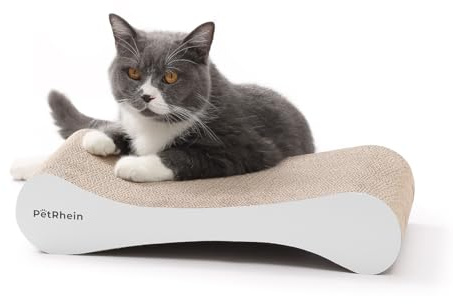 PetRhein Kratzbrett für Katzen aus Kratzpappe,Kratzbretter Katze mit ergonomischer Wellenform & Wabenstruktur,Beidseitig nutzbar,Katzenbett & Kratzlounge–Krallenpflege & Möbelschutz