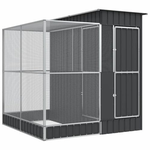 vidaXL Voliere mit Erweiterung Silber 209 x 203 x 216 cm Stahl