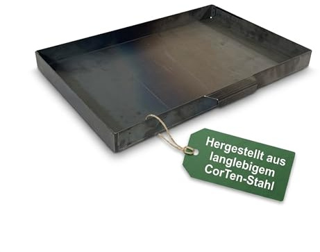 EWH Aschekasten für Grill aus CorTen Stahl im Edelrostoptik (60 x 40 cm) Aschebehälter/Aschewanne Aussengrill Aussenkamin