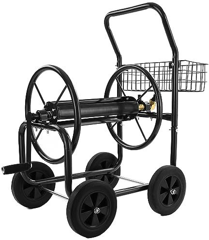 Schlauchwagen Schlauch Handwagen Schwarz mit Ablagekorb bis 60m Gartenschlauch