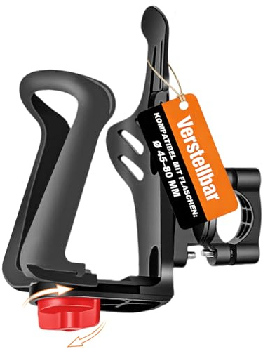 SUNFATT Fahrrad Flaschenhalter & Getränkehalter Fahrradlenker (360° Drehbar) – Trinkflaschenhalter Fahrrad, E-Bike, E-Scooter, Motorrad & Kinderwagen – Ohne Bohren, Ø 45-78mm – Fahrrad Zubehör