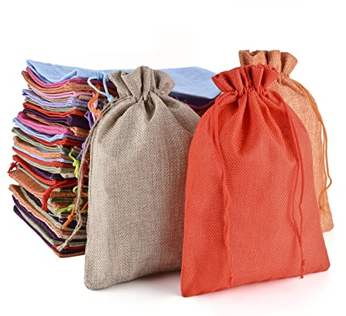 Jutesäckchen, 20 Stück 20x30cm Jutebeutel Kleine mit Kordelzug Jutesack | Kleine Säckchen zum Befüllen Geschenksäckchen Stoffsäckchen für Adventskalender Tüten Schmuck Hochzeit Party Weihnachten
