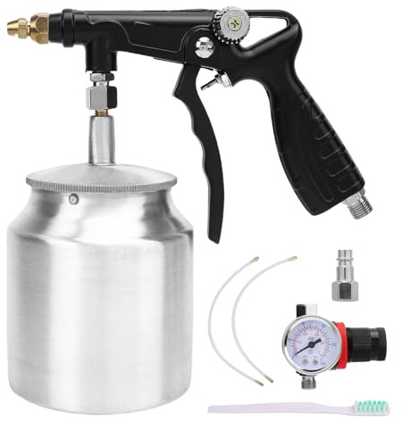 WODHMIEY Druckluft Sprühpistole 750ml Aluminiumlegierung Max 12,4 Bar Lackierpistole mit Manometer für Unterbodenschutz, Rostschutz, Autolack, Hohlraumversiegelung, Holz & Wandfarbe, Steinschlagschutz