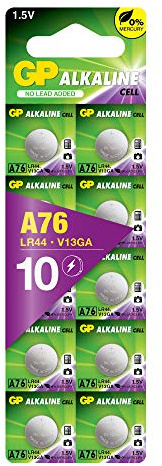 GP Extra LR44 Knopfzelle Alkaline | 10 Stück LR44 Batterien 1,5V, quecksilberfrei | kompatibel mit V13GA, AG13, A76, L1154f | Für Autoschlüssel, Fernbedienungen, Spielzeug, LED-Beleuchtung und mehr