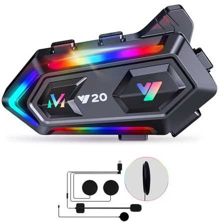 Khptop Motorradhelm Bluetooth Motorrad Helm Bluetooth Headset, doppelte Geräuschunterdrückung Helm Kopfhörer Starke Bass/IPX6 wasserdichte Kopfhörer Lautsprecher Kompatibel Alle Helme 1000mAh