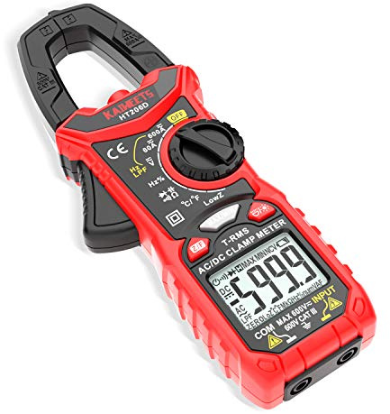 KAIWEETS HT206D Stromzange, Strommessgerät DC/AC Strom: 0-600A, Zangenmultimeter True-RMS 6000 Counts Auto-Ranging, misst Spannung Kapazität Durchgang (AC/DC-Strom)