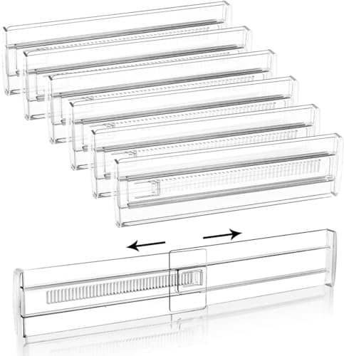 Flearitzo 6 Stück Kunststoff Schubladentrenner Verstellbar Transparente Schubladenteiler Schubladen Organizer für Kommode Schrank Küche Schlafzimmer 27,5-52cm