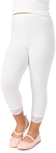 Merry Style Mädchen 3/4 Leggings MS10-293(Weiß,122 cm)