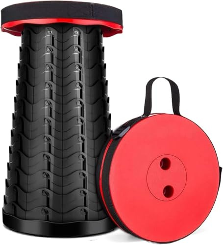LUXJET Klein Klapphocker Höhenverstellbar für Camping - Tragbarer Falthocker Outdoor Angeln BBQ Drinnen Küche - Teleskophocker Belastbar 180 kg