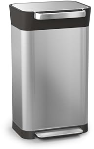 Joseph Joseph Intelligent Waste Titan Müllkompressor, Küchenabfalleimer mit Geruchsfilter, fasst nach der Verdichtung bis zu 90 l, Edelstahl, 30 l